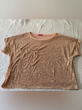 Kayamiya Shiny Gold Sequins Dolman Short Sleeves  Blouse 16